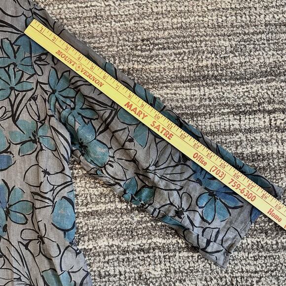 Cut loose 100% Linen Women’s Top size Medium Floral Splash Split Back Lagenlook - Picture 10 of 11